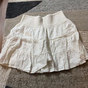 American Eagle Outfitters White Smocked Skirt